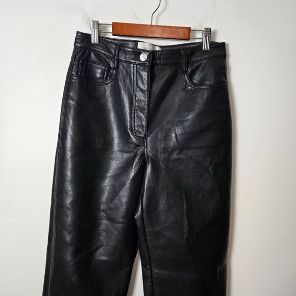 ARITZIA Wilfred Women's The Melina Faux Leather Straight Leg Pants Black - Picture 3 of 10